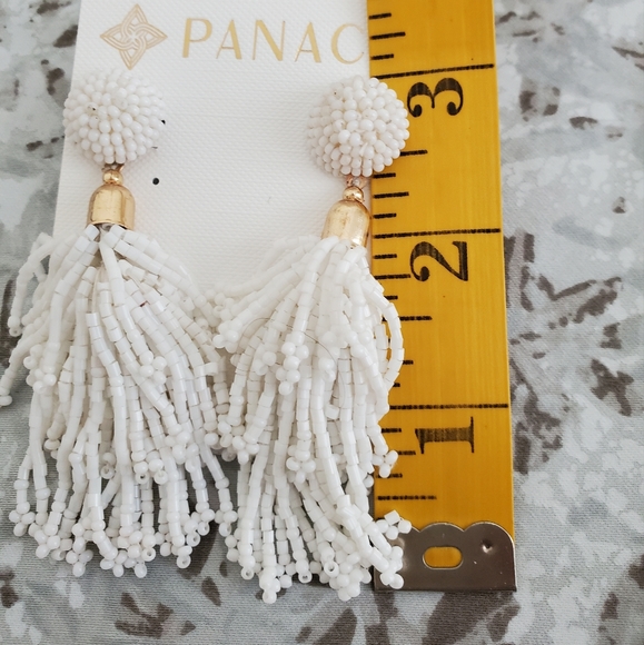 Panacea White Gold Tassel Earrings - Picture 3 of 4
